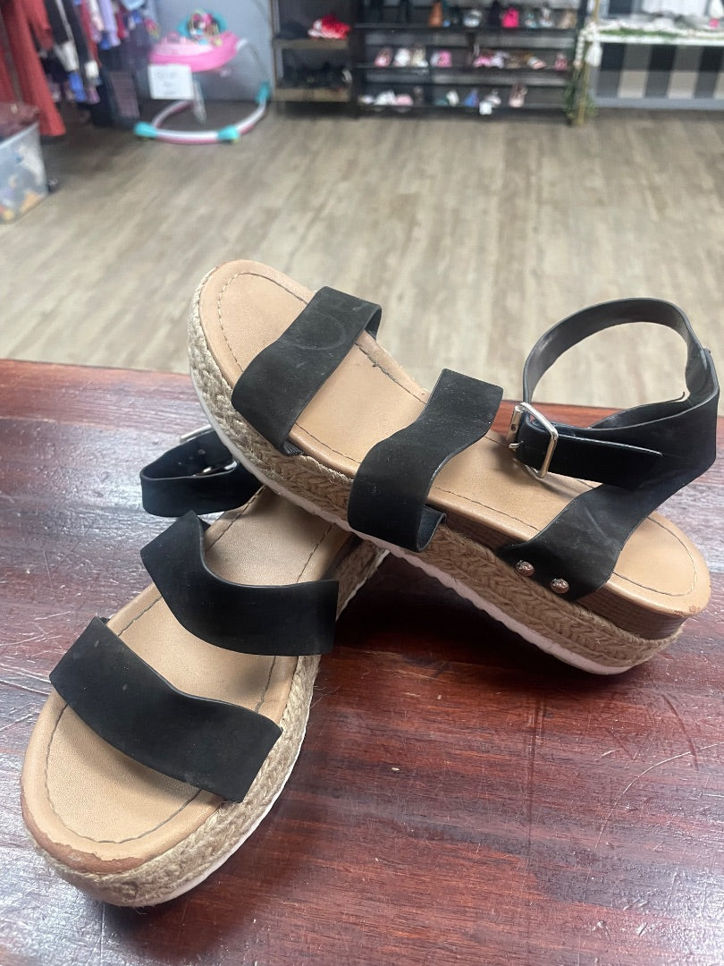 BLACK SODA STRAW HEEL SANDALS, SHOES Y2