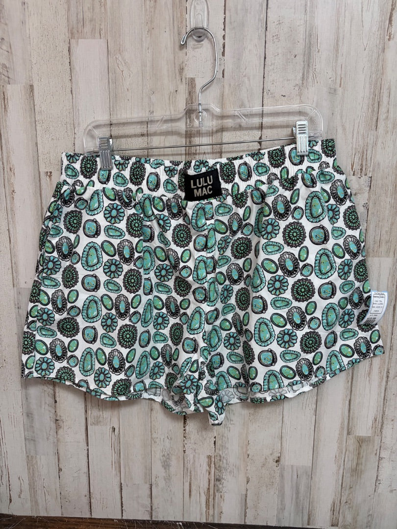 TEAL LULUMAC PRINTED SHORTS, LADIES 2X