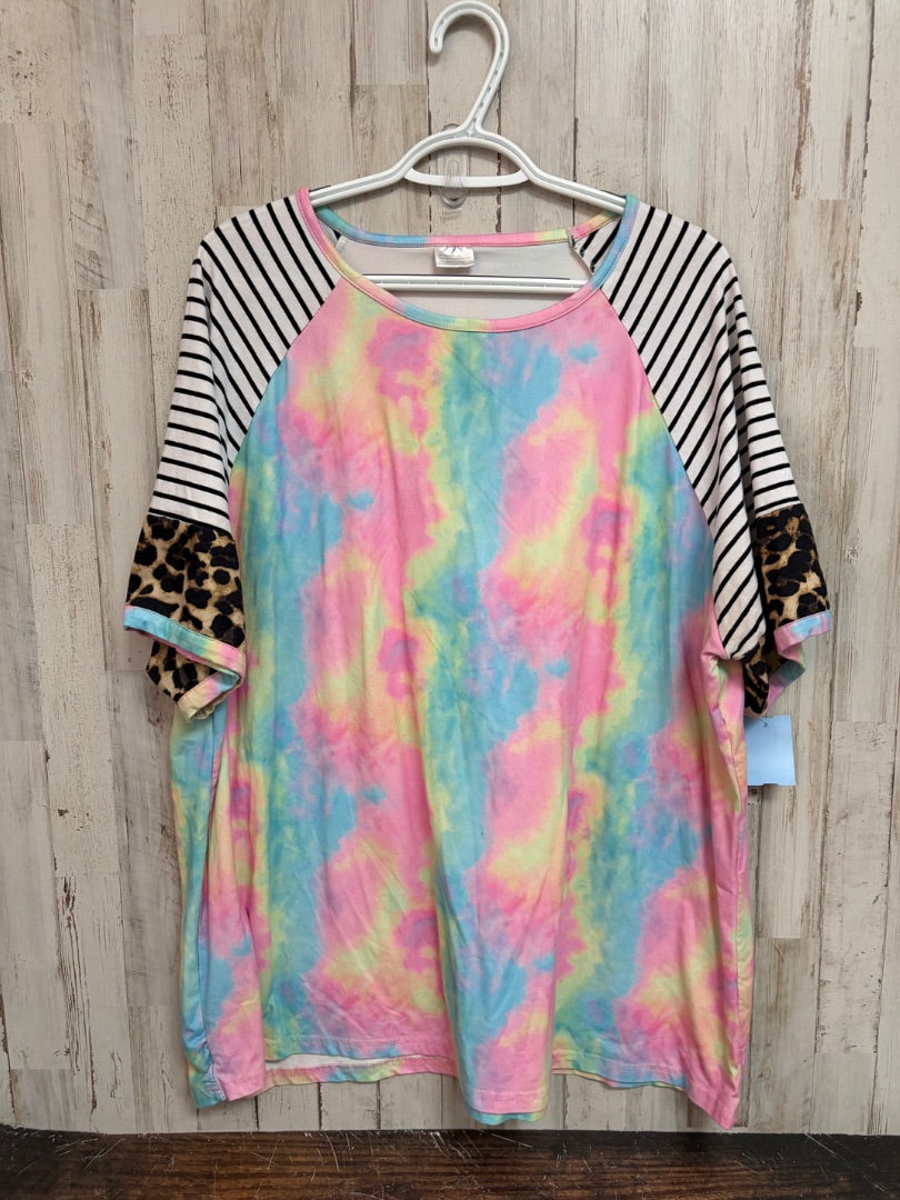 PINK TYE DYE TOP, LADIES 3X