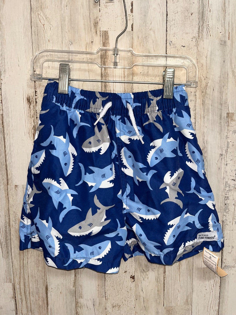 BLUE FLAP HAPPY SHARK SWIM SHORTS, BOY 5