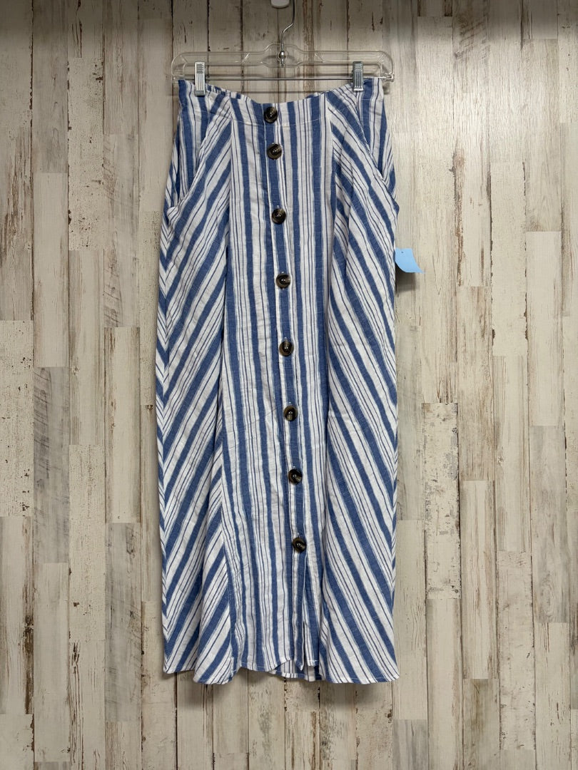 BLUE/WHITE KORI STRIPE BUTTON SKIRT, LADIES S