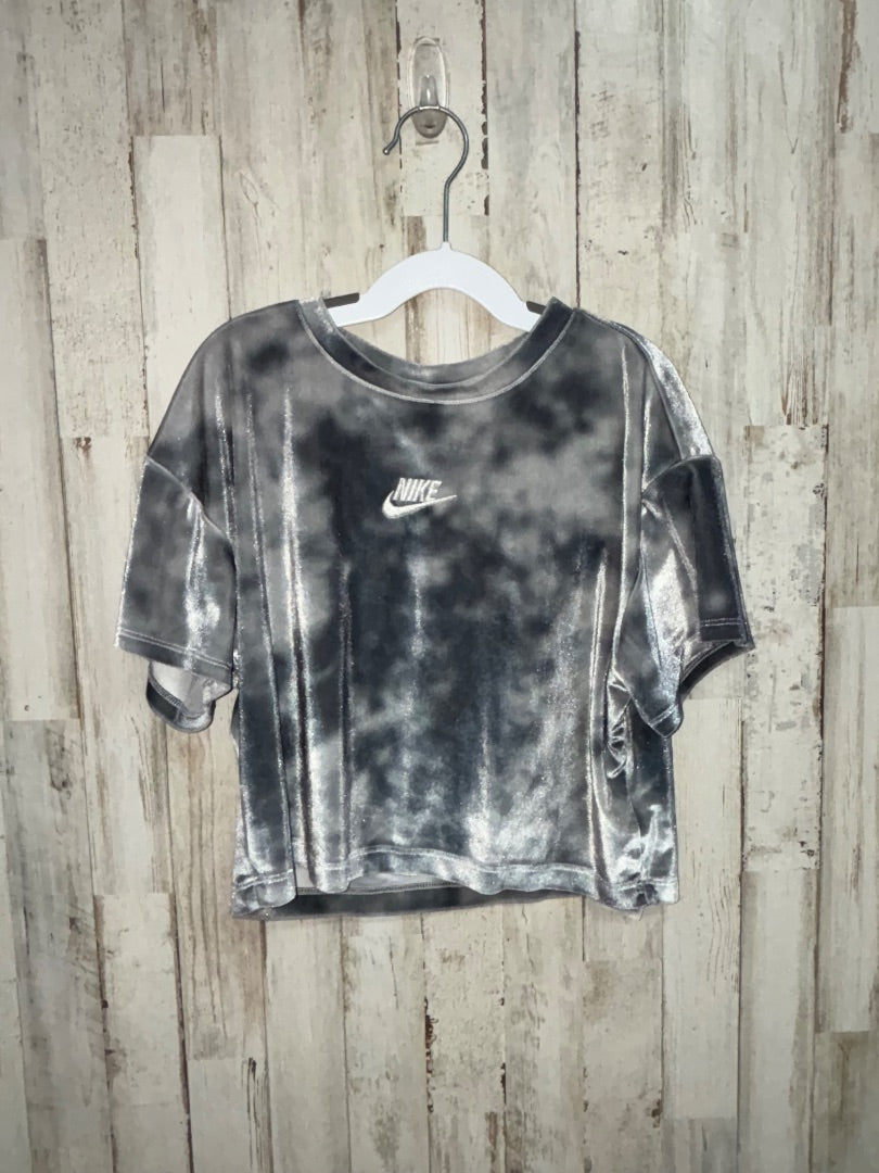 GREY NIKE VELVET DYE LOGO TOP, GIRLS 6X
