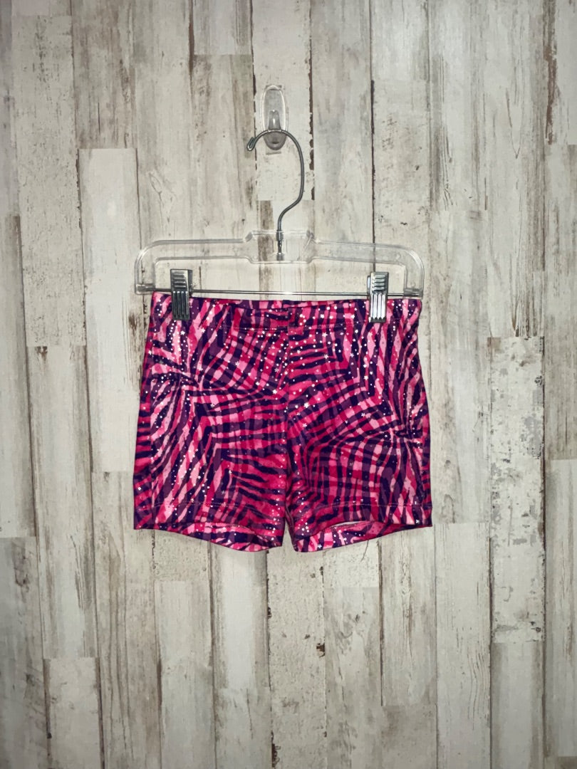 PURPLE/PINK DANSKIN PRINTED GYM SHORTS, GIRLS 6/6X