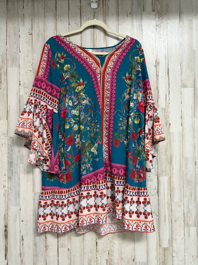 TEAL UMGEE PRINTED FLORAL DRESS, LADIES M
