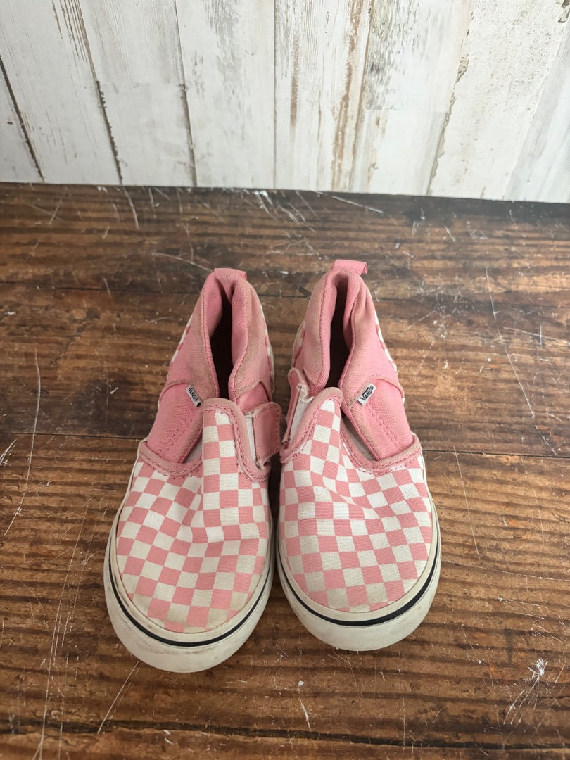 PINK VANS CHECKERED SLIP ONS, SHOES 10