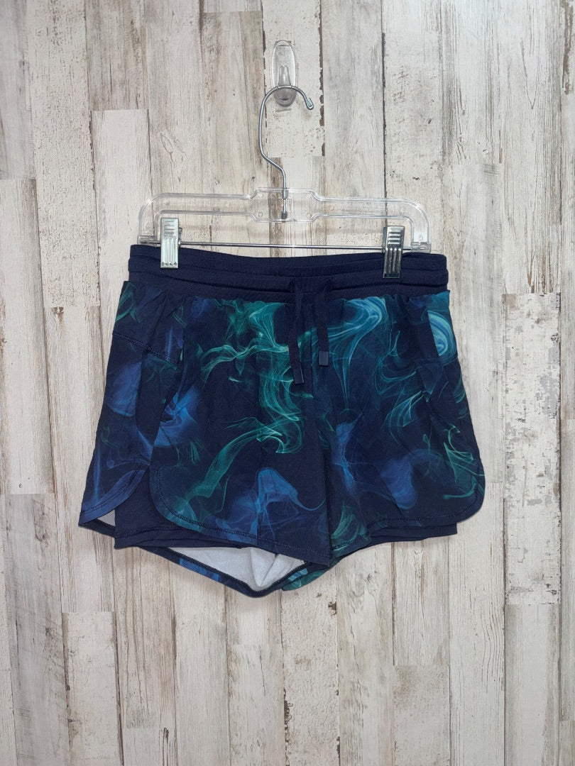 NAVY ALL IN MOTION PATTERN SHORTS, GIRLS 10/12