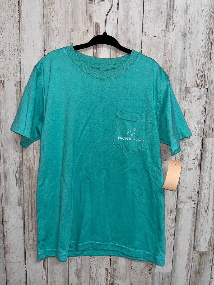 TEAL PROPERLY TIED BRONCO POCKET TEE, BOY 7