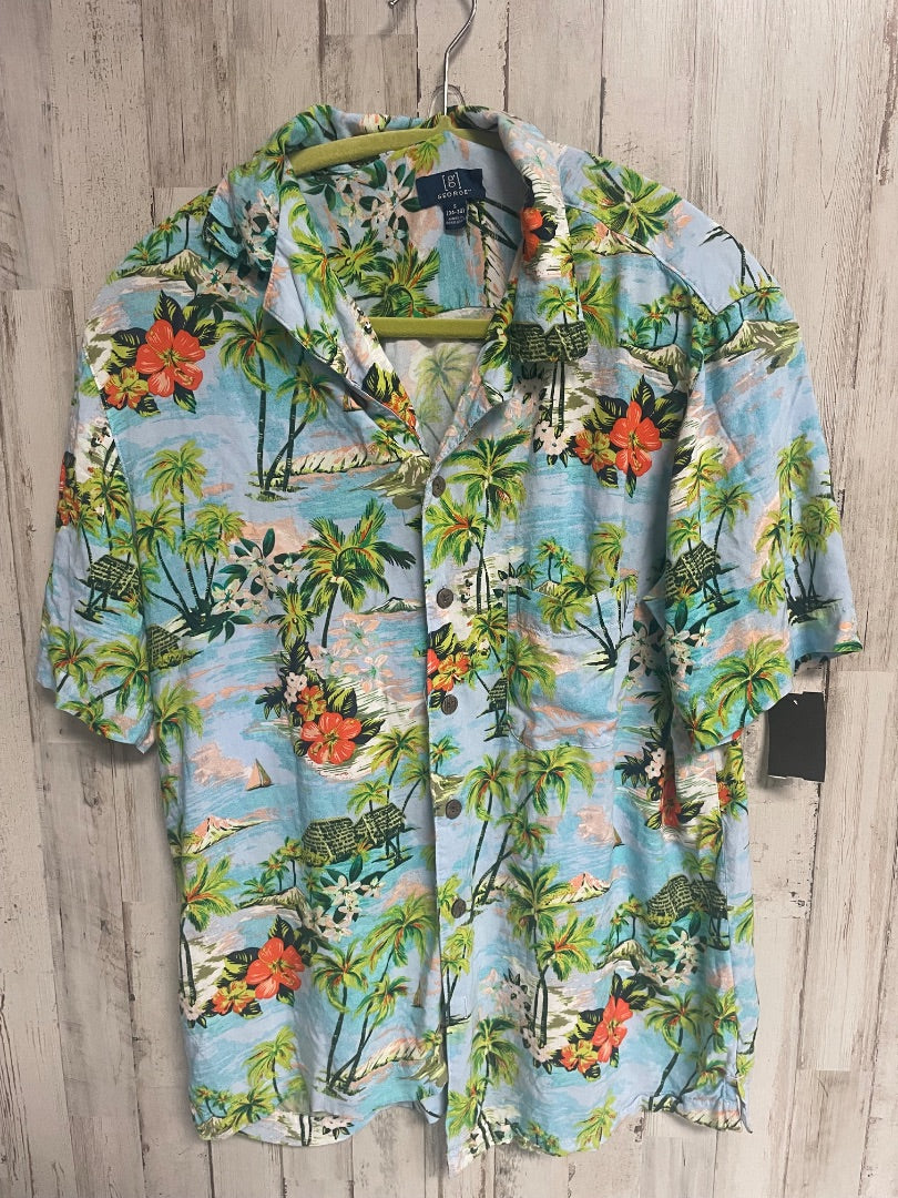 BLUE GEORGE HAWAIIAN BUTTON UP, ADULT M
