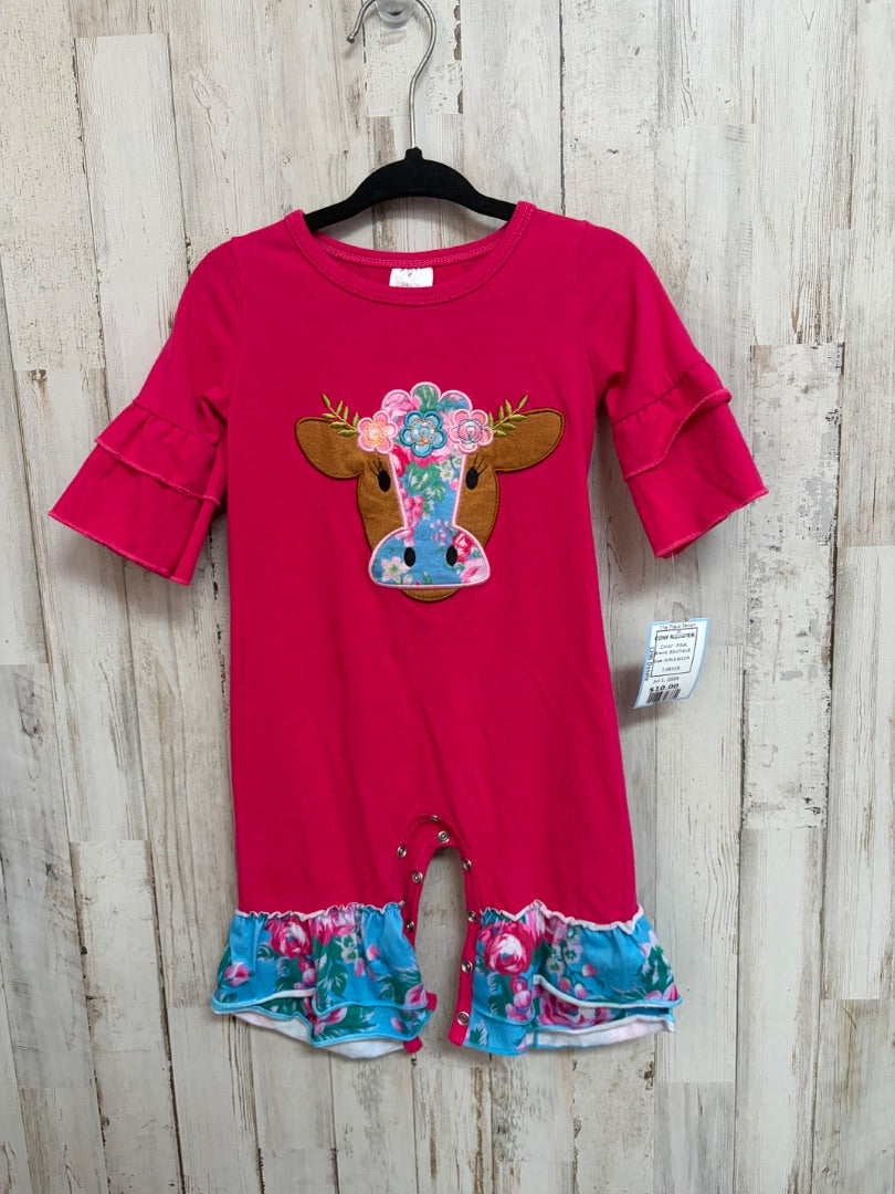 PINK COW ROMPER, GIRLS 6/12M