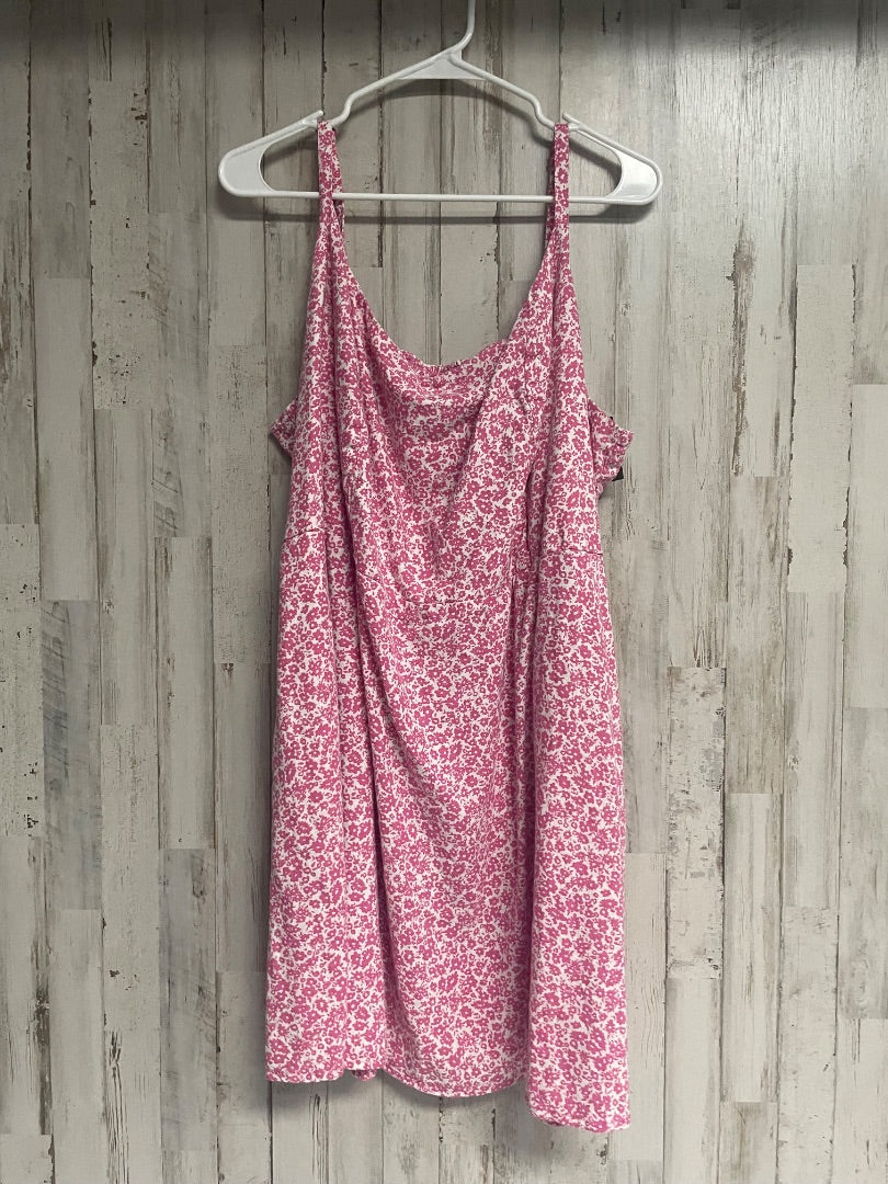 PINK/WHITE OLD NAVY FLORAL SUN DRESS, LADIES 3X