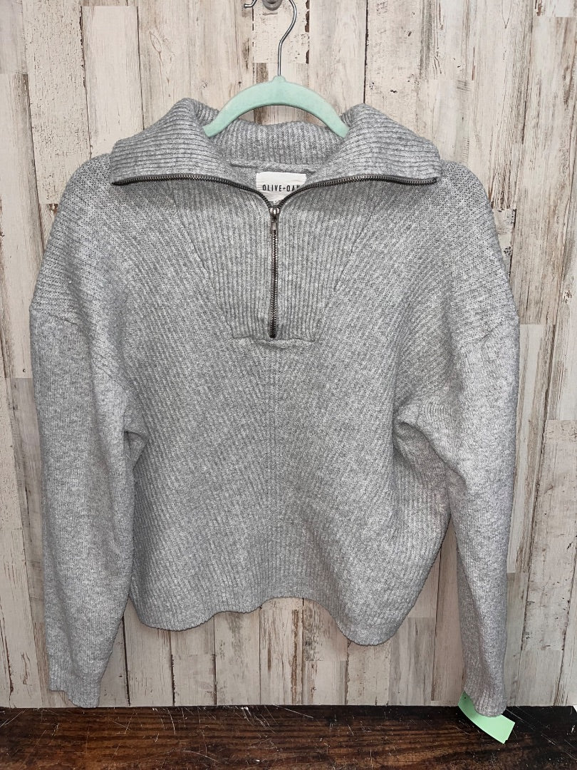 GREY OLIVE + OAK RIBBED HALF-ZIP SWEATER, LADIES S