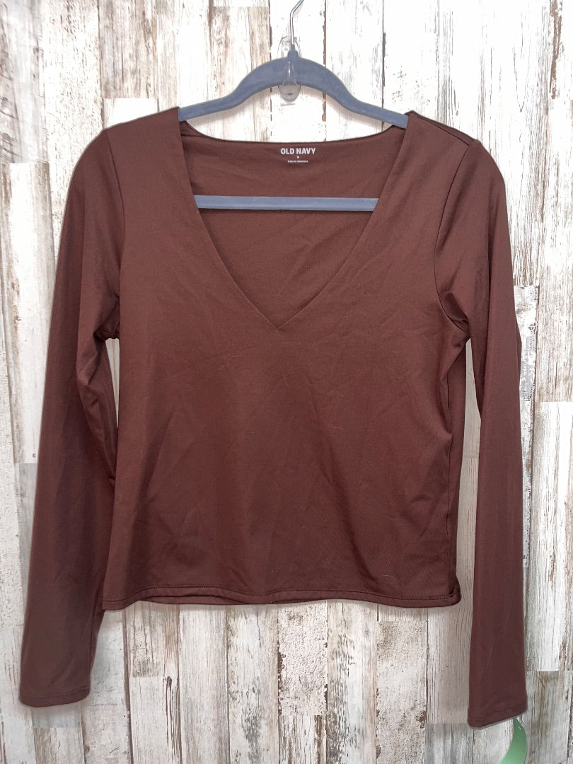 BROWN OLD NAVY LONGSLEEVE V NECK, LADIES M