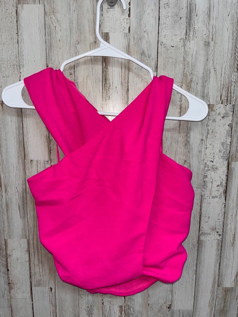 HOT PINK GLAM HALTER CROP TOP, LADIES L