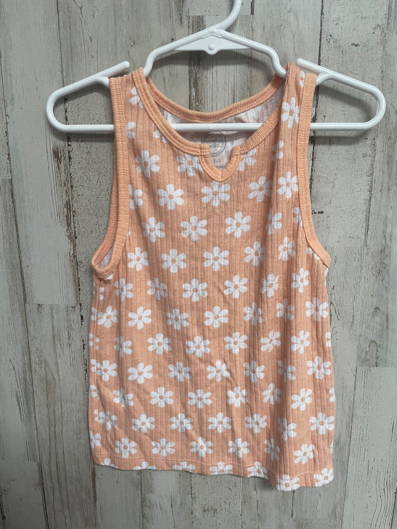 ORANGE WONDER NATION FLOWER RIBBED TANK, GIRLS 7/8