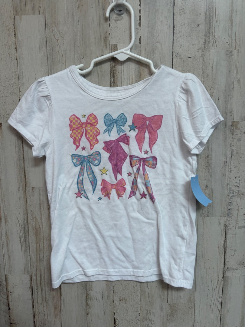 WHITE GARANIMALS BOW TEE, GIRLS 5T