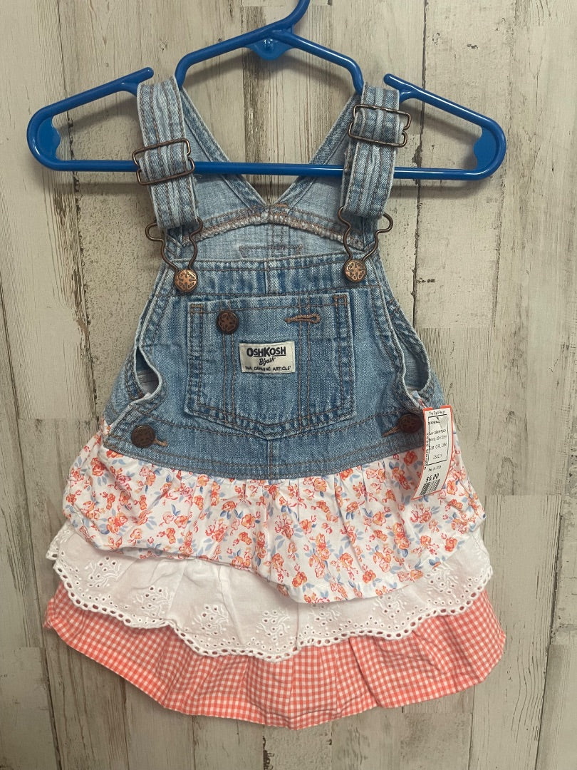 DENIM/PEACH OSH KOSH TIER OVERALL DRESS, GIRL 18M