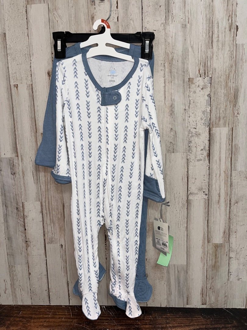 BLUE/WHITE CLOUD ISLAND NEW 2PC SOFT PRINT SLEEPER SET, BOY 6-9M