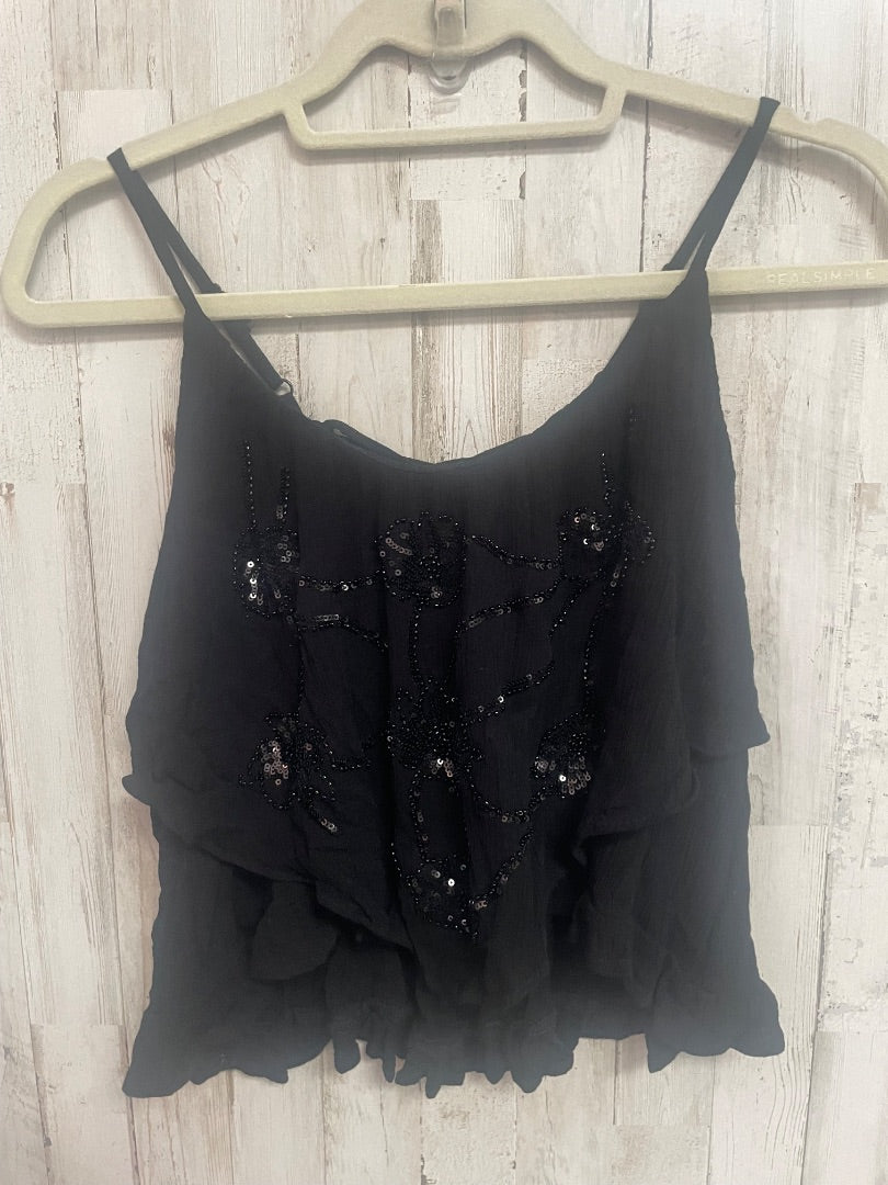 BLACK C&B SEQUIN MUSLIN CROP TANK, LADIES M