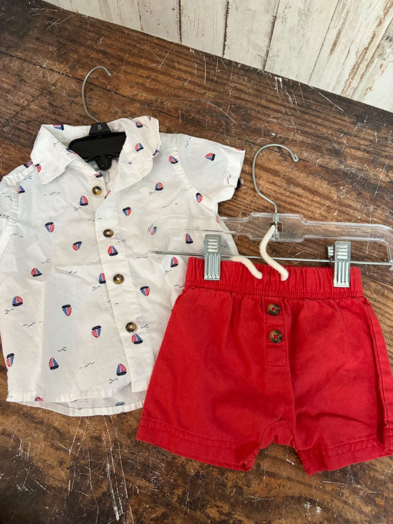 WHITE JUST ONE YOU SAILBOAT 2PC SET, BOYS 3M