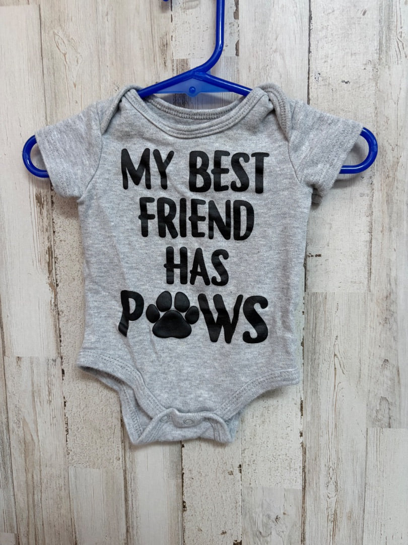 GREY BABY STARTERS PAWS ONESIE, BOYS 3M