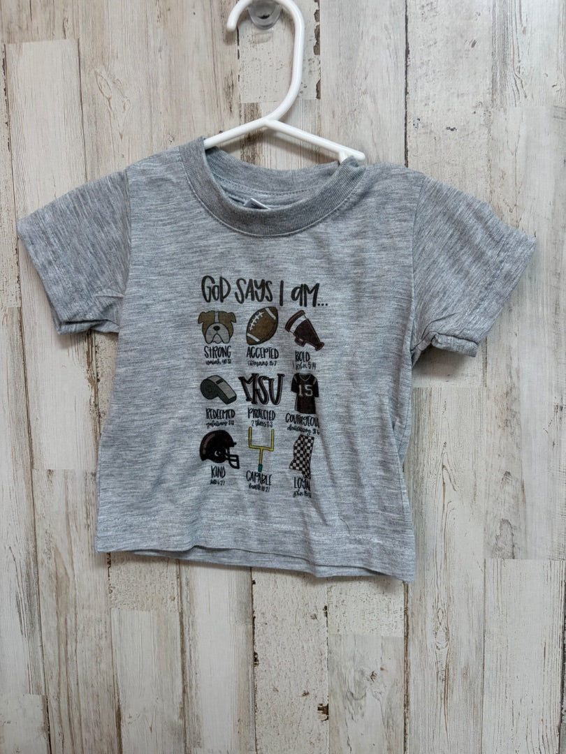 GREY SIMPLI BLANKS GOD SAYS TEE, BOYS 6/12M