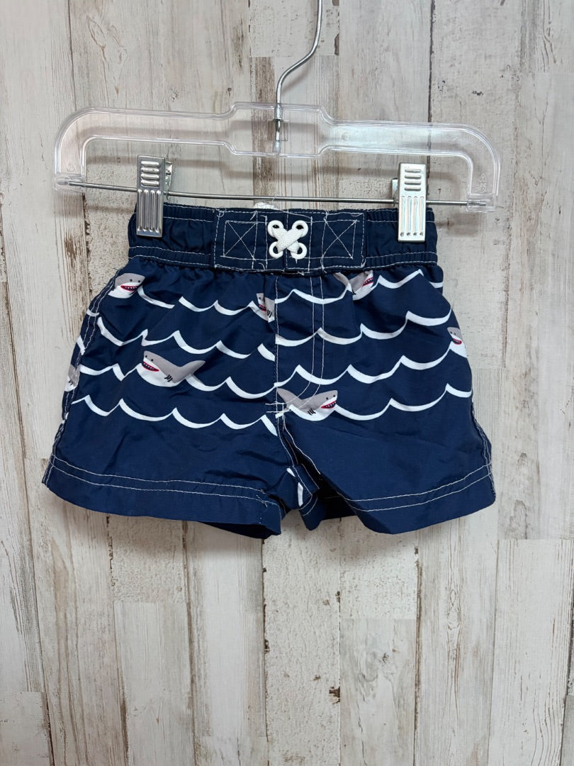 NAVY WIPPETTE SHARK SWIM SHORTS, BOYS 12M