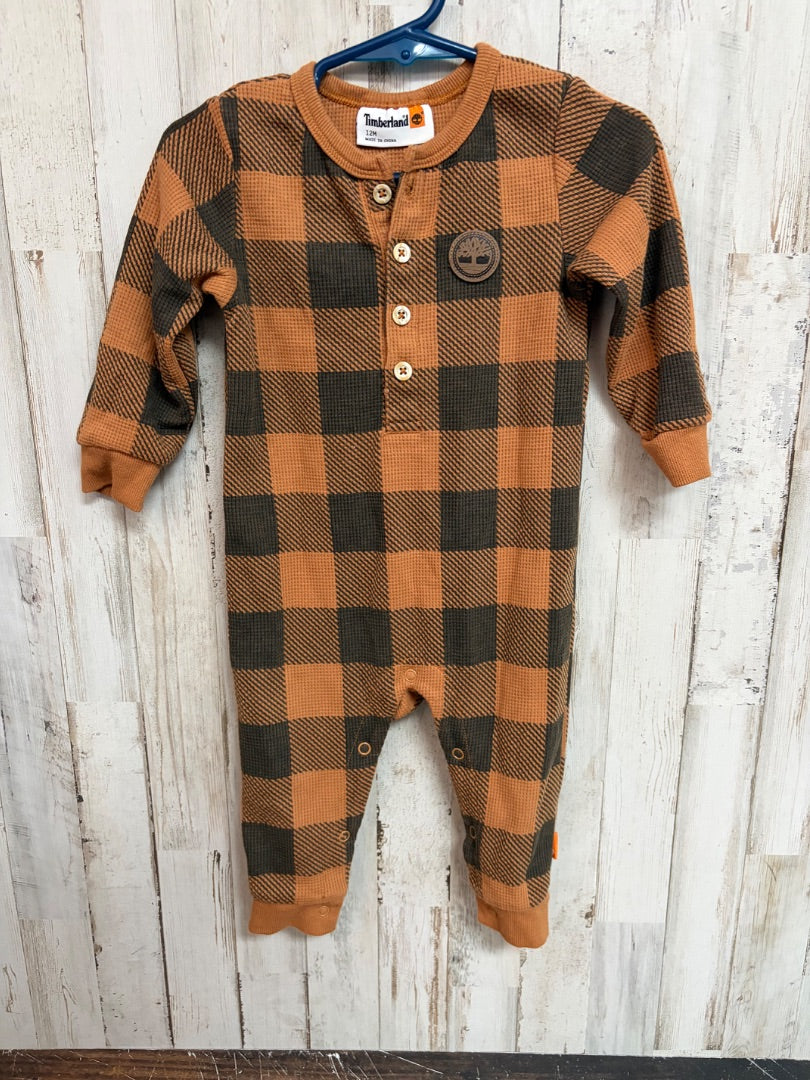 BROWN TIMBERLAND PLAID JUMPER, BOYS 12M