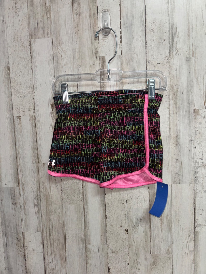 BLACK/NEON UNDER ARMOUR TITLE SKETCH SHORTS, GIRL 4T