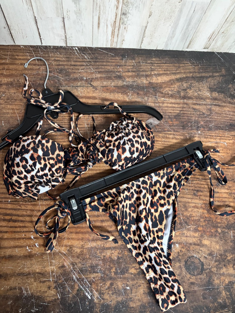 BROWN SHIEN 2PC CHEETAH SWIM, LADIES M