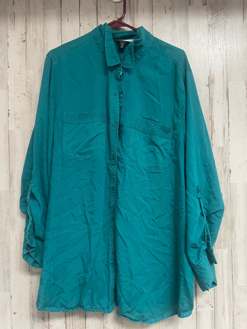 Teal Intro Button up, Ladies 3X