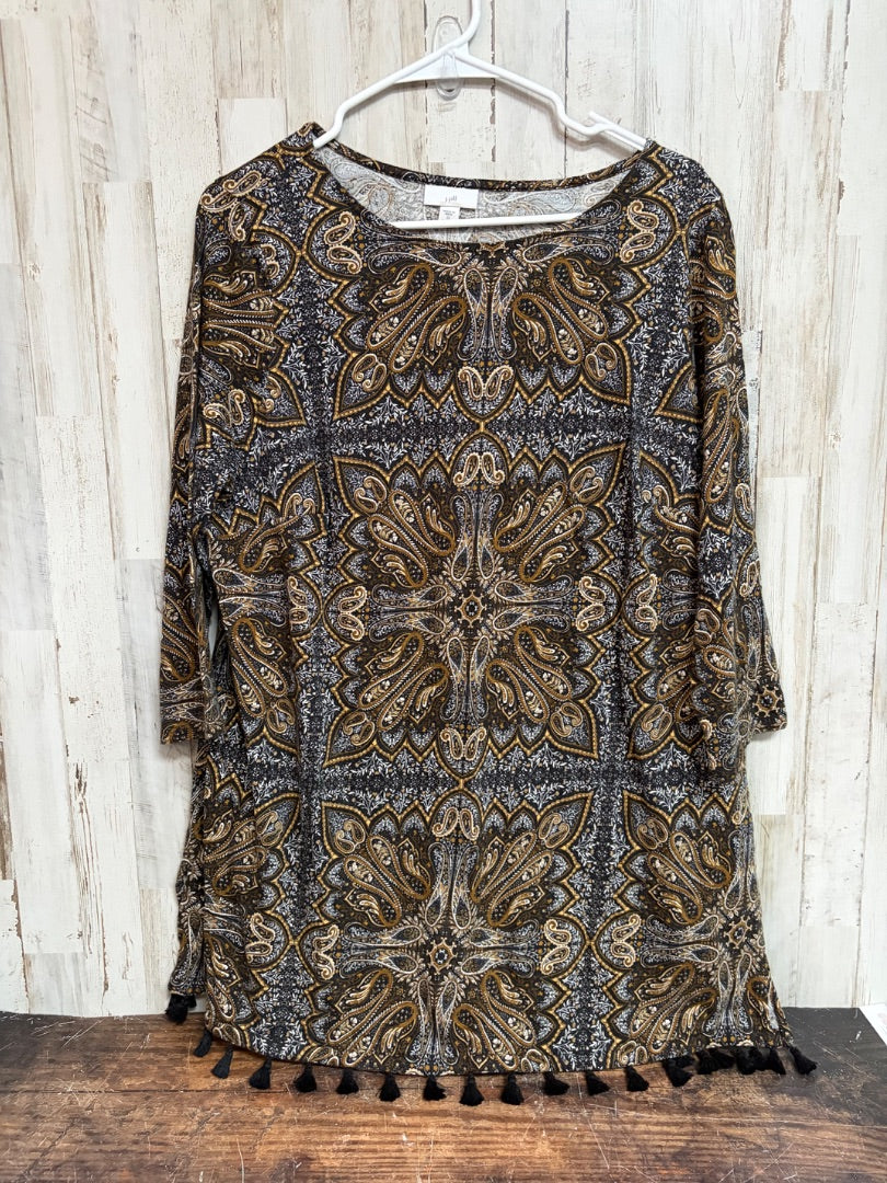 BROWN J.JILL PRINTED TOP, LAIDES 1X