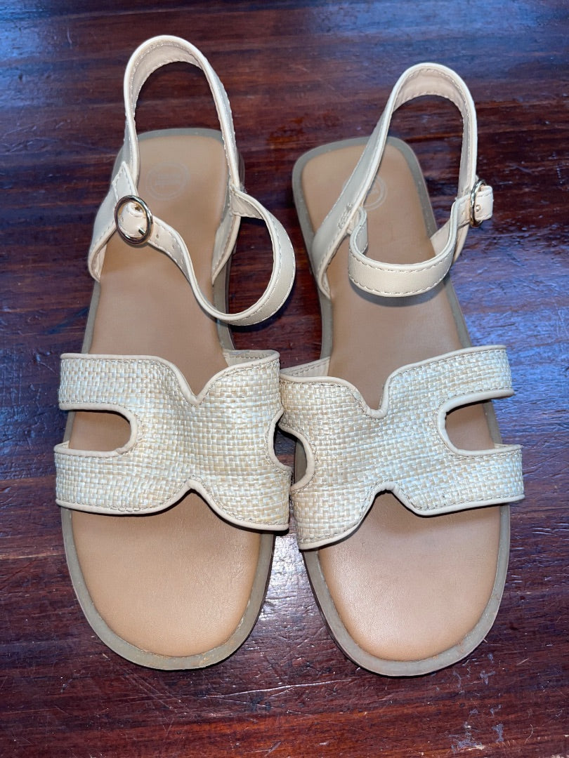 TAN WONDER NATION STRAW SANDALS, SHOES Y3