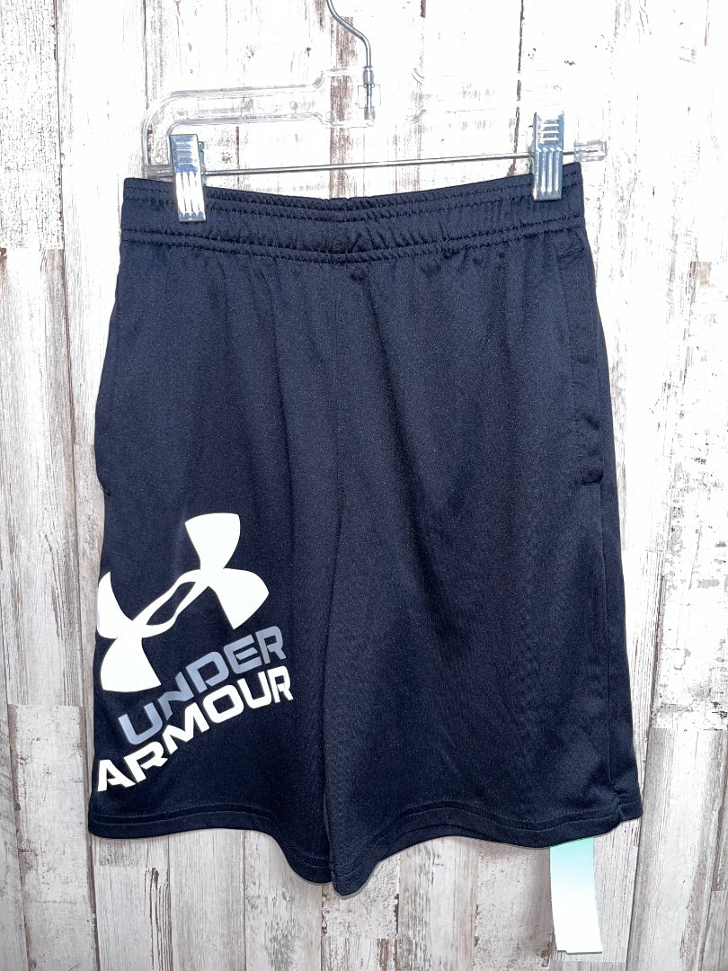 BLACK UNDER ARMOUR DRY FIT LOGO SHORTS, BOY 10/12