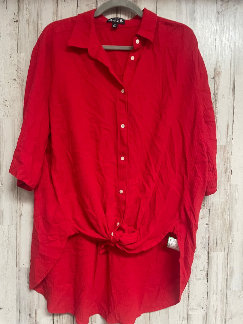 RED J CREW BUTTON UP TIE BOTTOM TOP, LADIES M