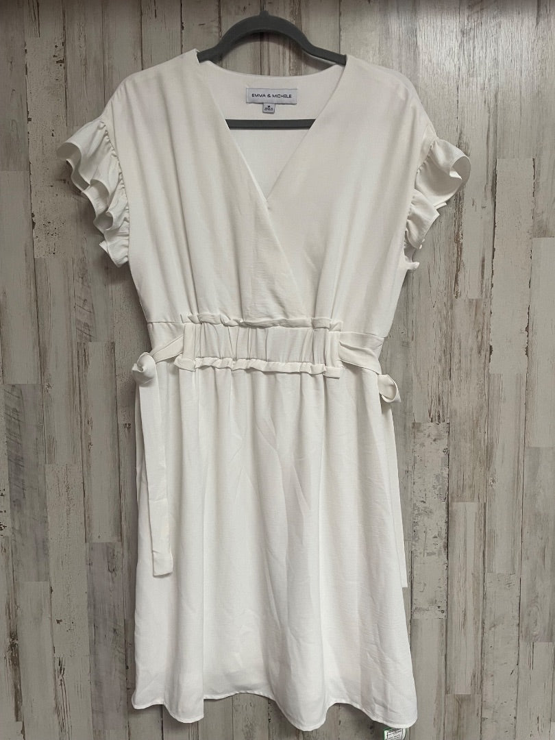 WHITE EMMA & MICHELLEE RUFFLE TIE SIDE DRESS, LADIES M