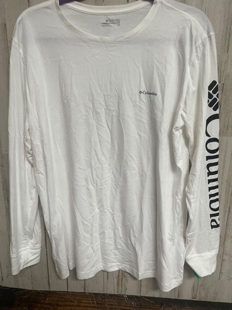 WHITE COLUMBIA LONG SLEEVE LOGO TEE, LADIES L