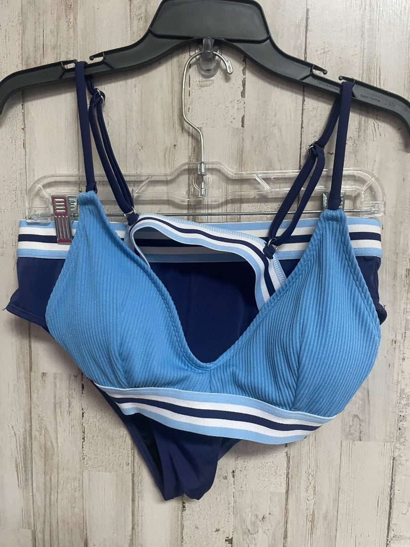BLUE CUPSHE 2PC STRIPE SWIM, LADIES L