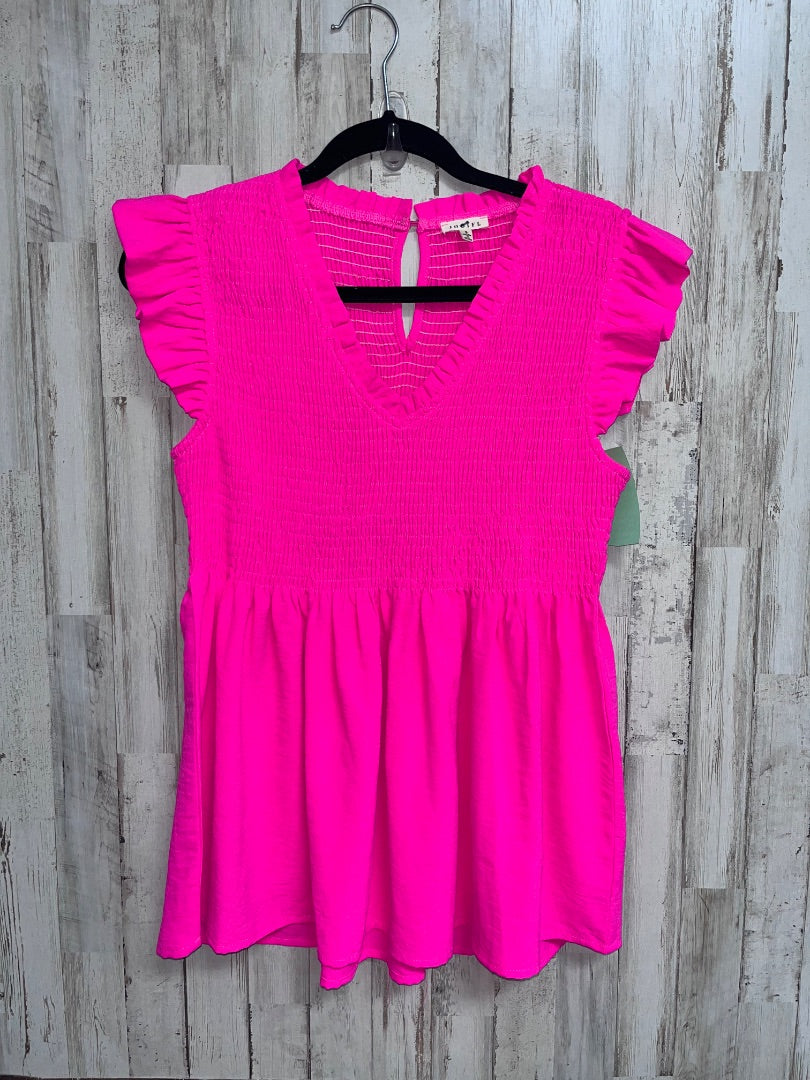 HOT PINK JODIFL SMOCKED BABY DOLL TOP, LADIES S