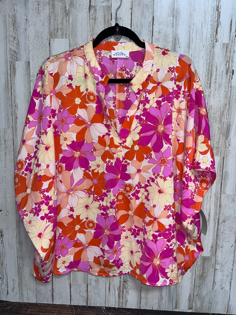 ORANGE/PINK EMILY WONDER FLORAL OVERSIZED BLOUSE, LADIES S
