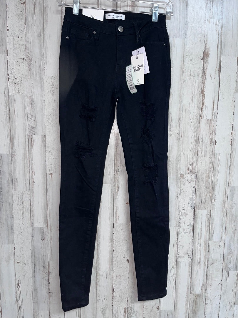 BLACK ENCORE NEW SZ 3 DISTRESSED SKINNIES, LADIES S