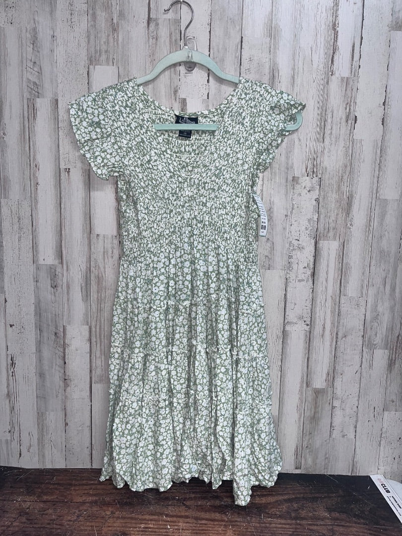 GREEN ANGIE SMOCKED FLORAL TIER DRESS, LADIES M