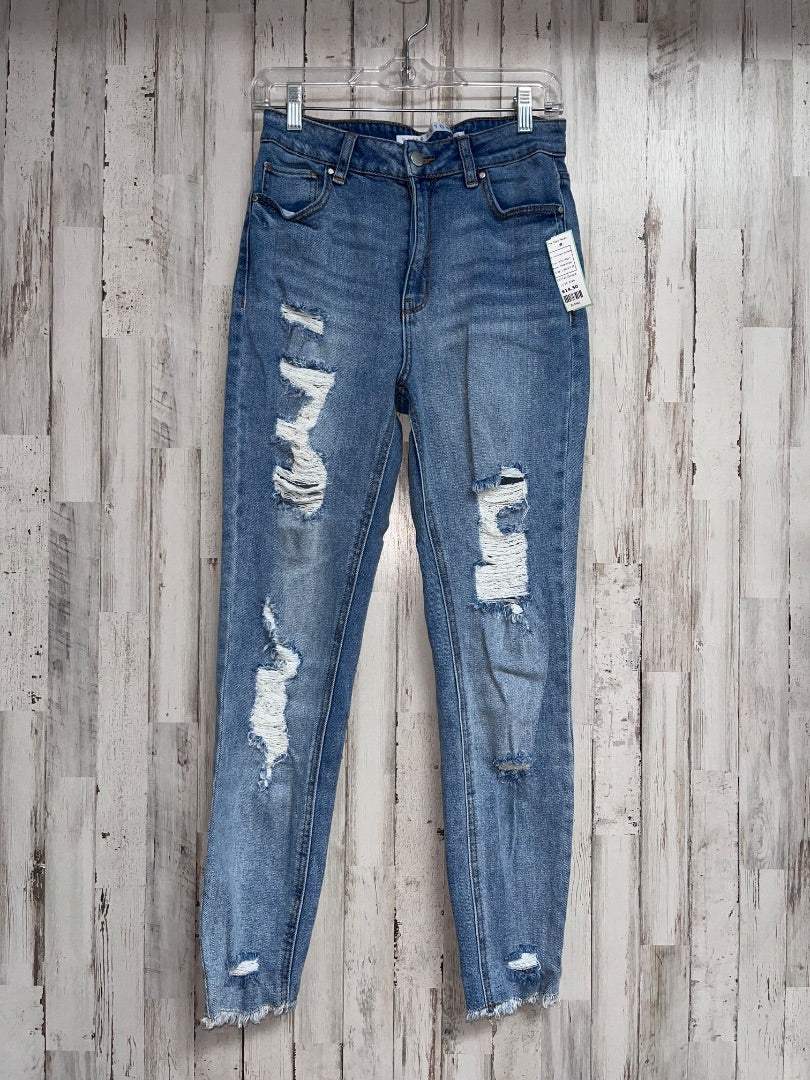 MED WASH TINSELTOWN SZ 7 DISTRESSED SKINNIES, LADIES M