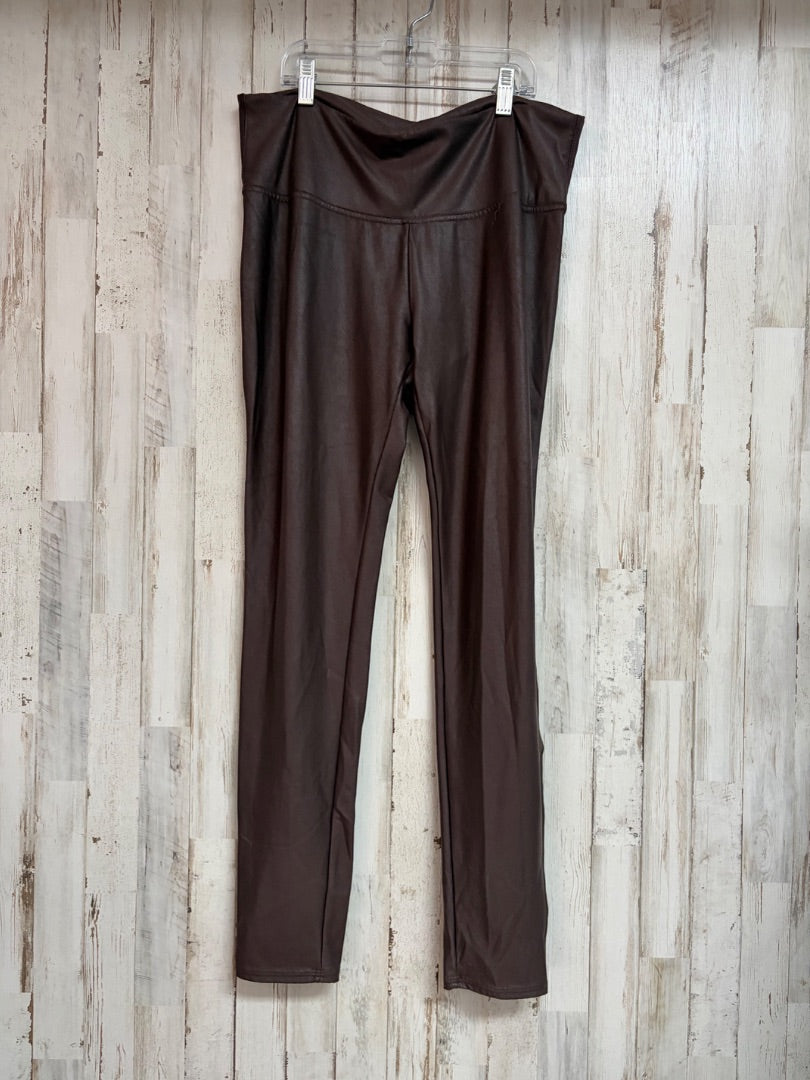 BROWN TIME & TRU FEAUX LEATHER LEGGINGS, LADIES XL