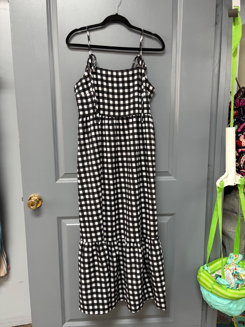 BLACK PRETTY CARBON CHECKERED MAXI DRESS, LADIES M