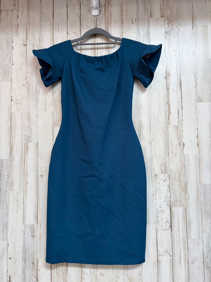 TEAL GIANNI BINI RUFFLE SLEEVE DRESS, LADIES XS