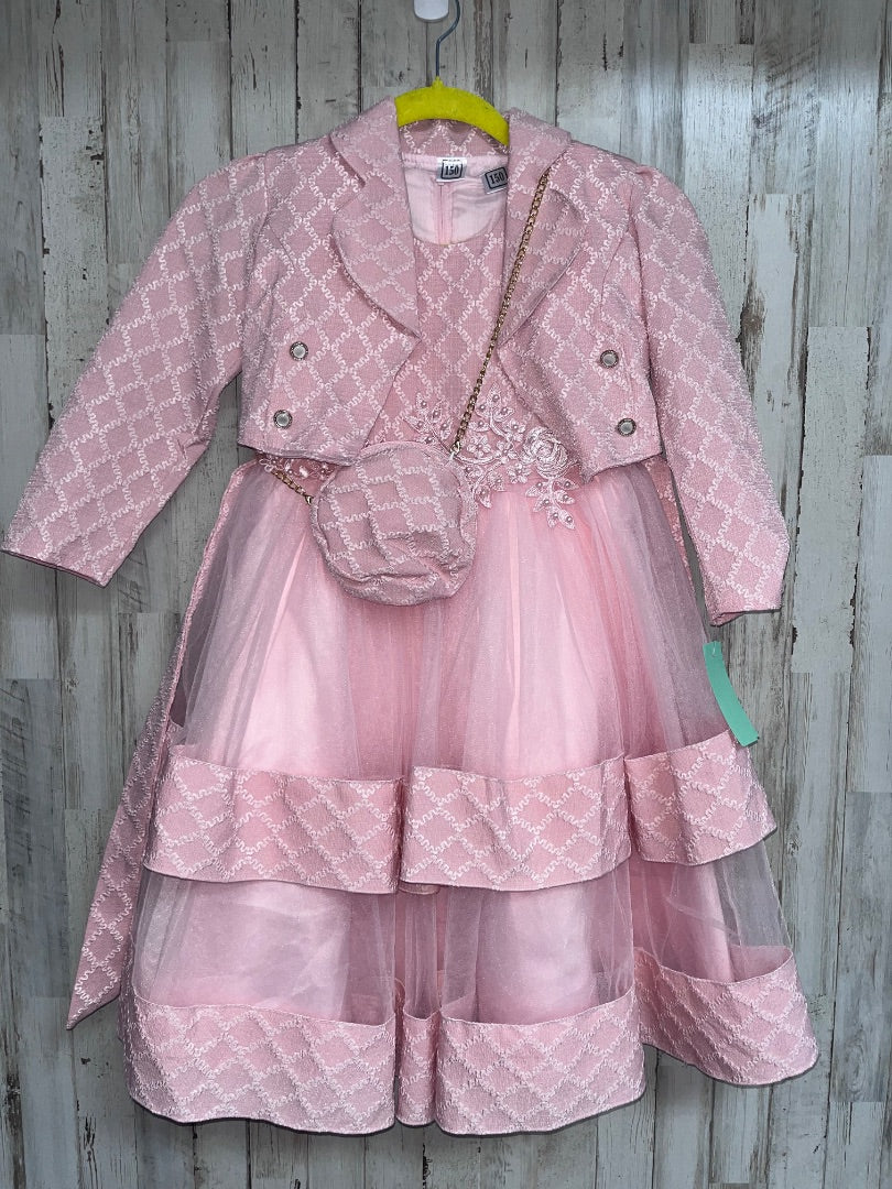 BLUSH PINK PEARL DETAIL DRESS/JACKET/PURSE SET, GIRL 10