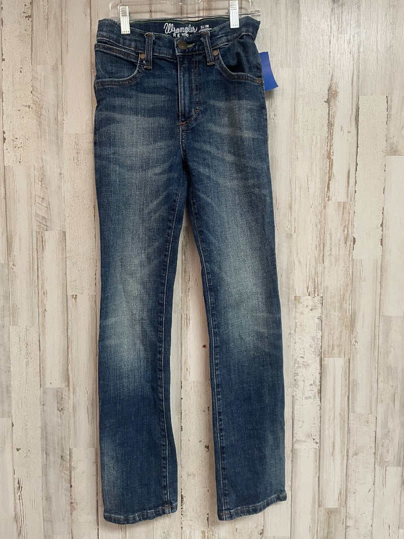 DENIM WRANGLER SLIM STRAIGHT RETRO JEANS, BOY 12 SLIM