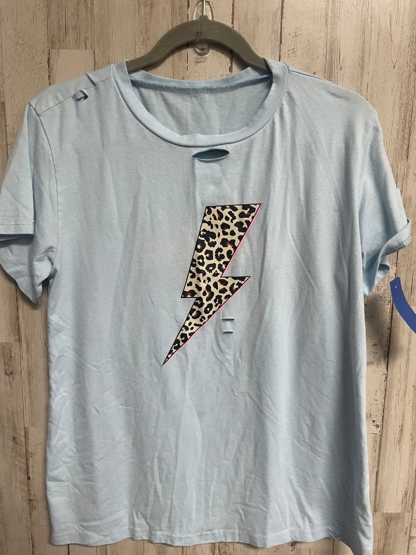 BLUE LIGHTNING BOLT CUT TEE, LADIES M