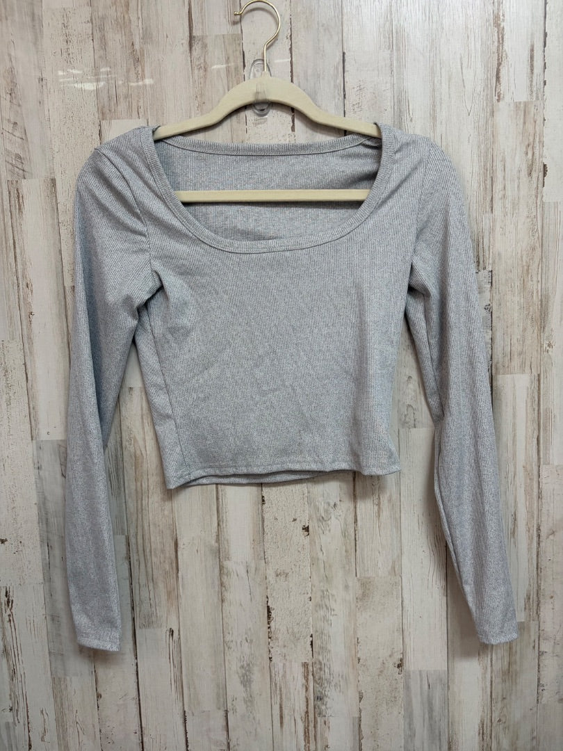 GREY SHEIN RIBBED CROP TEE, LADIES S