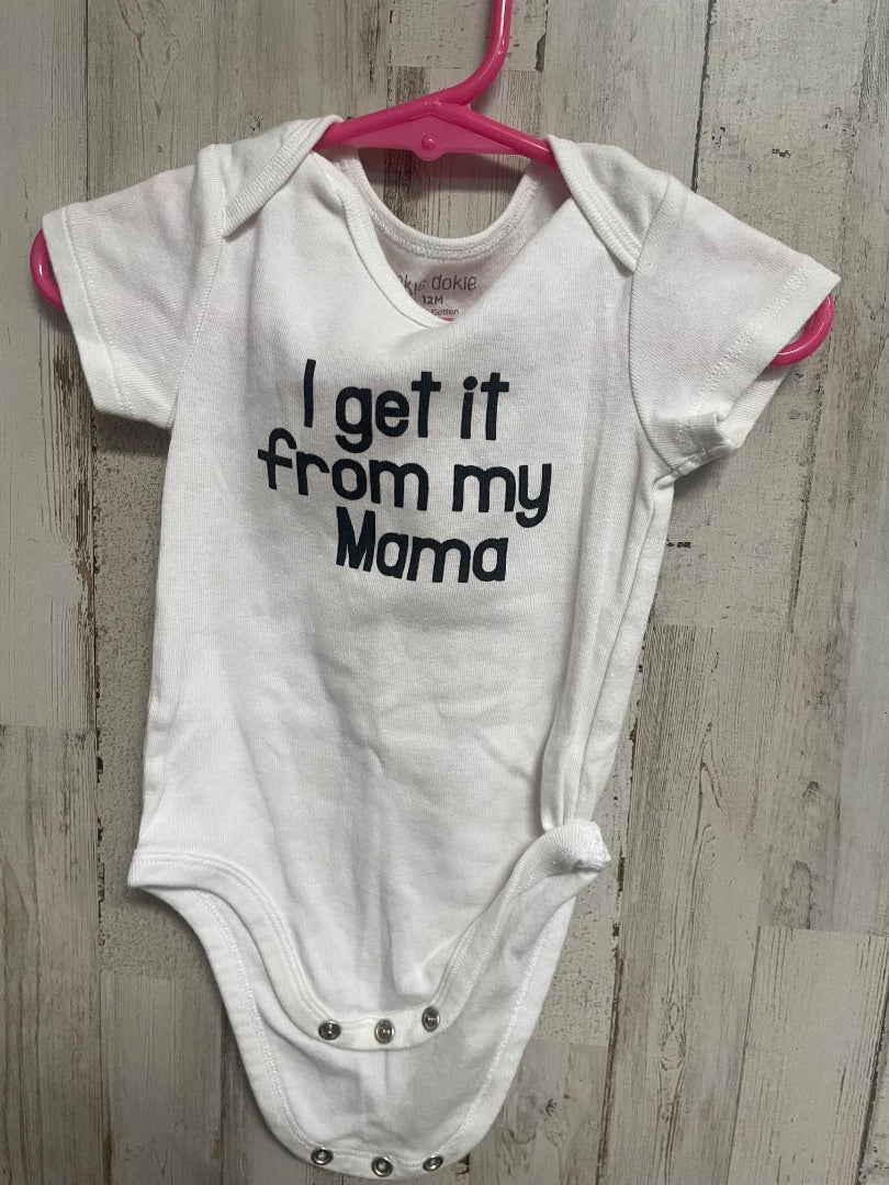 WHITE OKIE DOKIE FROM MY MAMA ONESIE, GIRL 12M